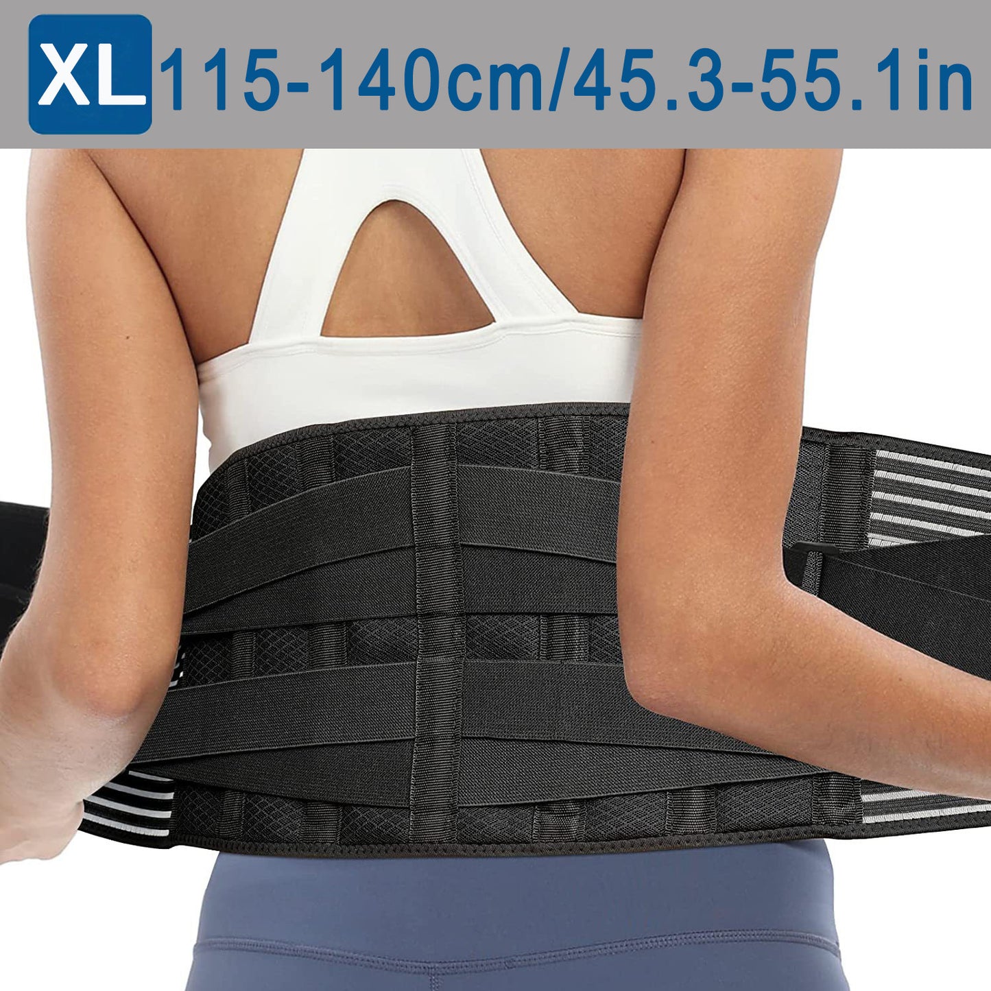 Adjustable Unisex Lumbar Support Belt, Breathable Waist Wrap for Gym, Yoga, Fitness, Exercise, Squat, Weightlifting - Hand Washable Buckle Closure Lower Back Brace