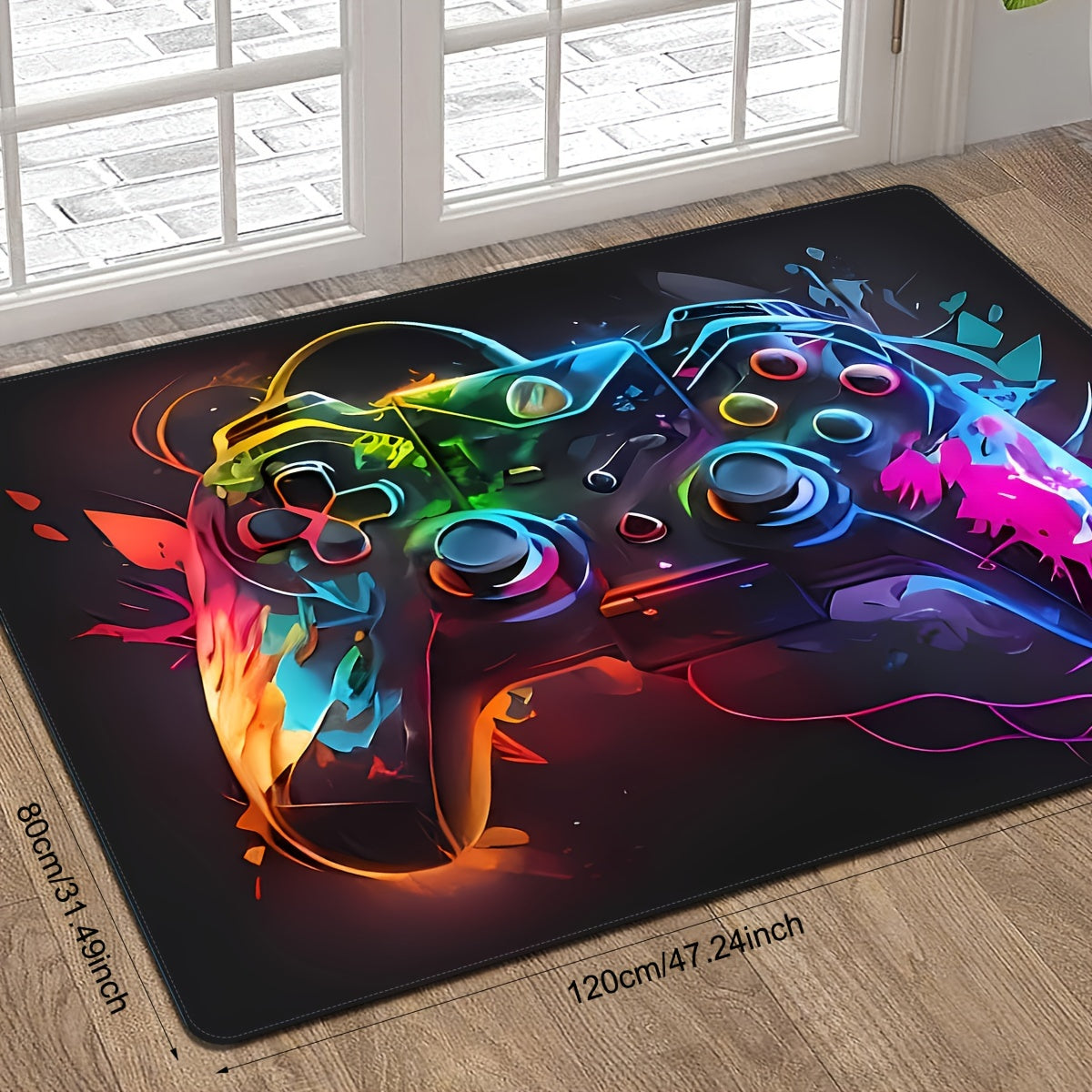 Versatile Gaming Controller Area Rug - Soft Flannel, Non-Slip & Stain Resistant for Bedroom, Game Room, Kitchen, Bathroom - Dry Clean Only