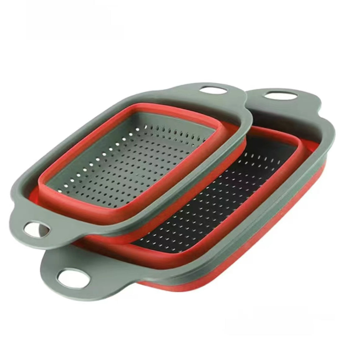 2pcs Folding Drain Basket, Portable Fruit Vegetable Cleaning Washing Basket, Square Expandable Filter Basket, Home Tool, Home Gadgets, Home Accessories (1 Large, 1 Small), Kitchen Washing Basket