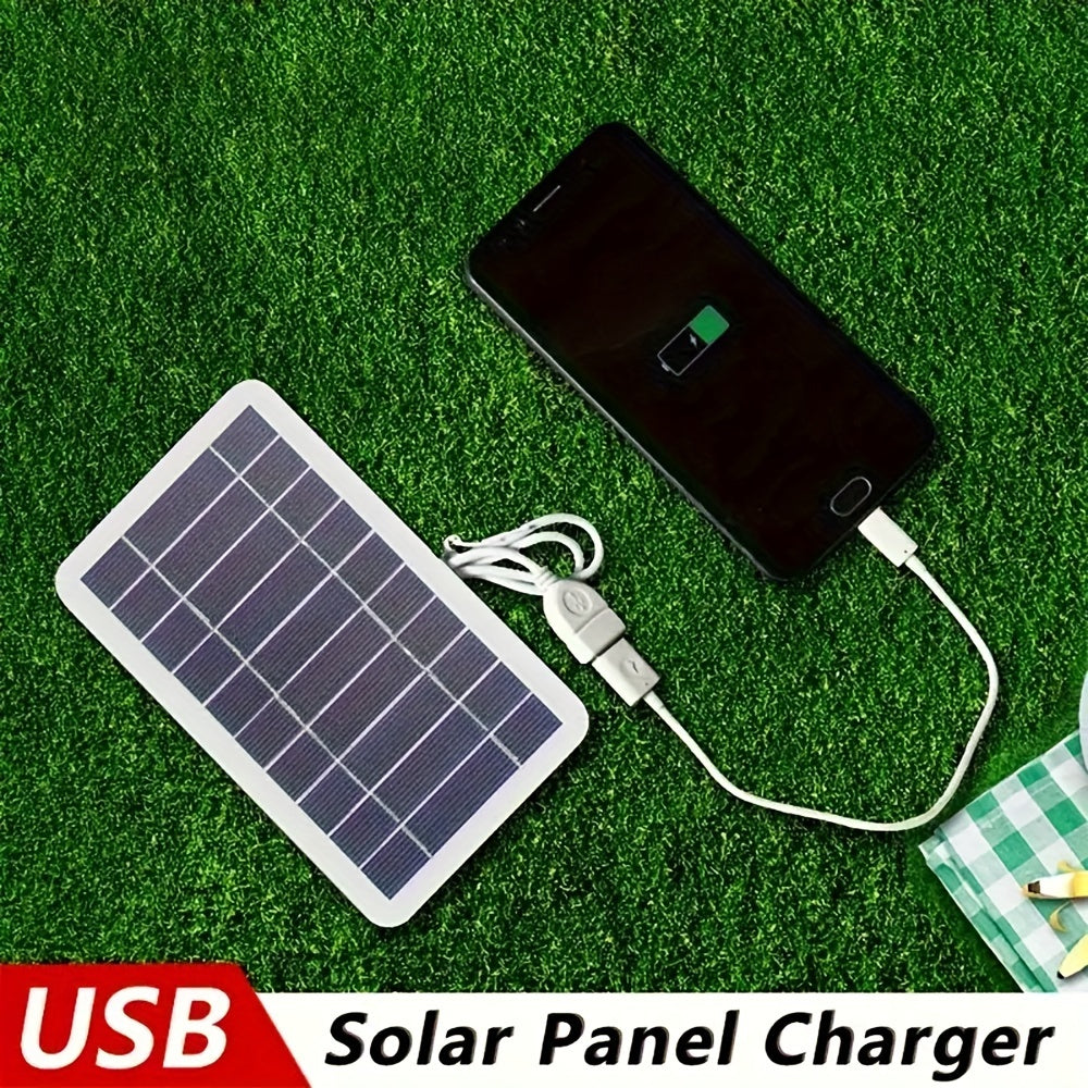 1pc Solar Portable Charging Panel Outdoor Waterproof Solar USB Charger Is Suitable For Outdoor Travel And Camping, Mobile Power, Mobile Phone Charging Bank, Flashlight, Fan