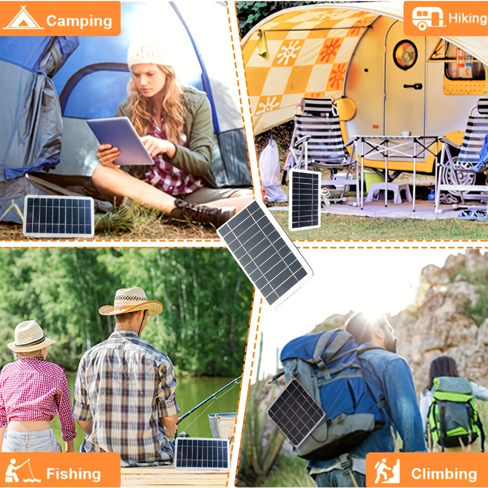 1pc Solar Portable Charging Panel Outdoor Waterproof Solar USB Charger Is Suitable For Outdoor Travel And Camping, Mobile Power, Mobile Phone Charging Bank, Flashlight, Fan