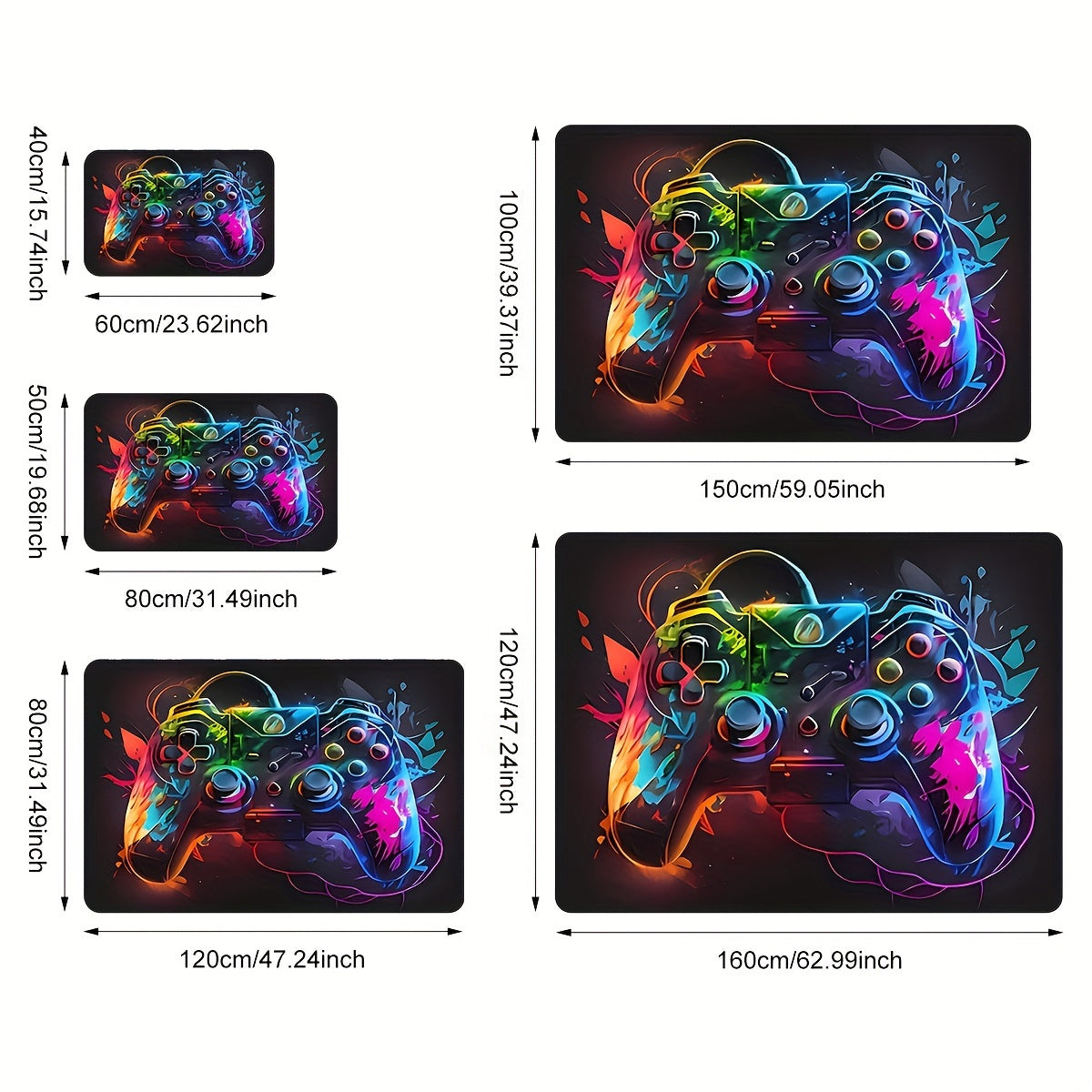 Versatile Gaming Controller Area Rug - Soft Flannel, Non-Slip & Stain Resistant for Bedroom, Game Room, Kitchen, Bathroom - Dry Clean Only