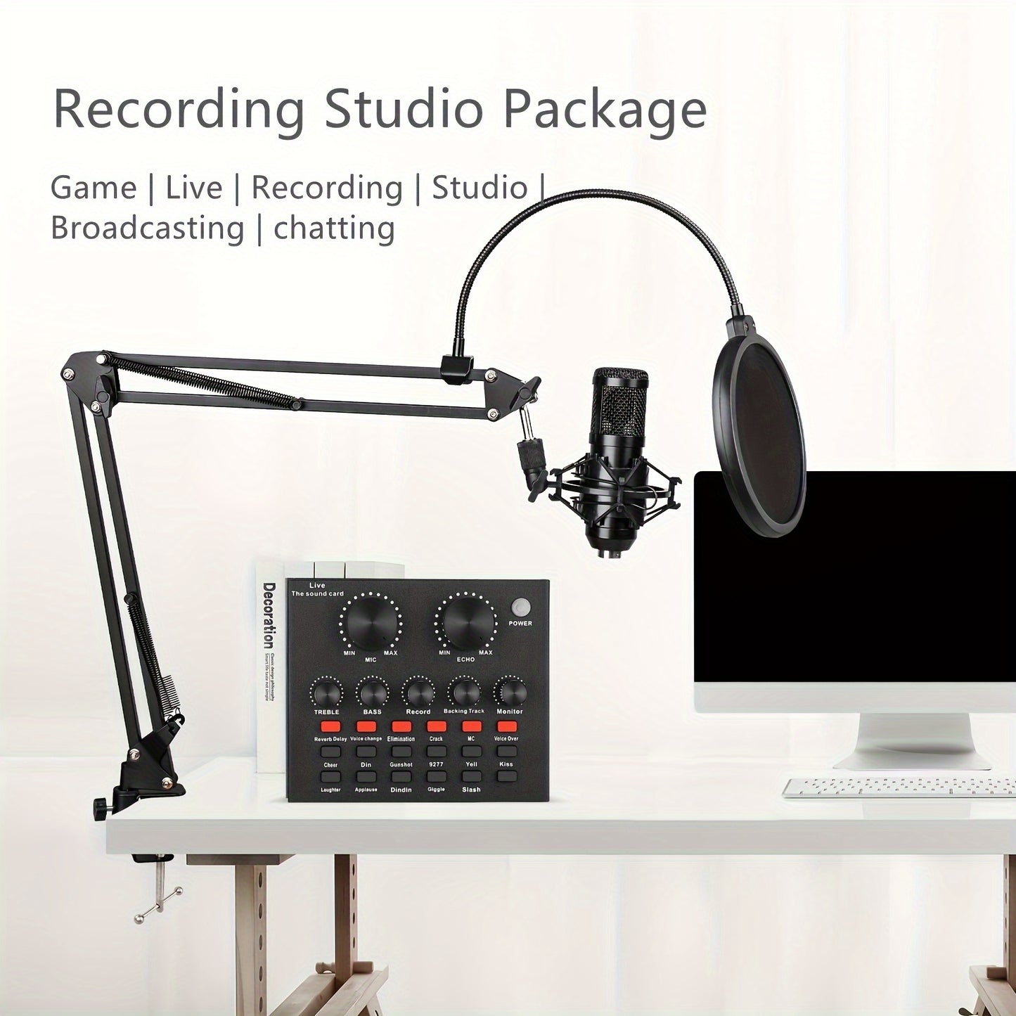 Podcast Equipment Bundle, With BM800 Podcast Microphone And V8 Sound Card, Voice Changer - Audio Interface -Perfect For Recording, Singing, Streaming And Gaming Eid Al-Adha Mubarak