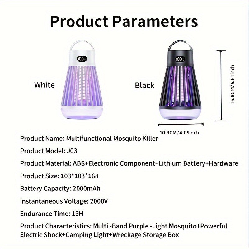 1pc, Bug Zapper, Outdoor And Indoor Insect Killer - Rechargeable Mosquito And Fly Trap, USB LED Light Trap Portable Cordless Electric Mosquito Killer Lamp, Household Backyard Camping Patio Insect Killer, Pest Control, Househo