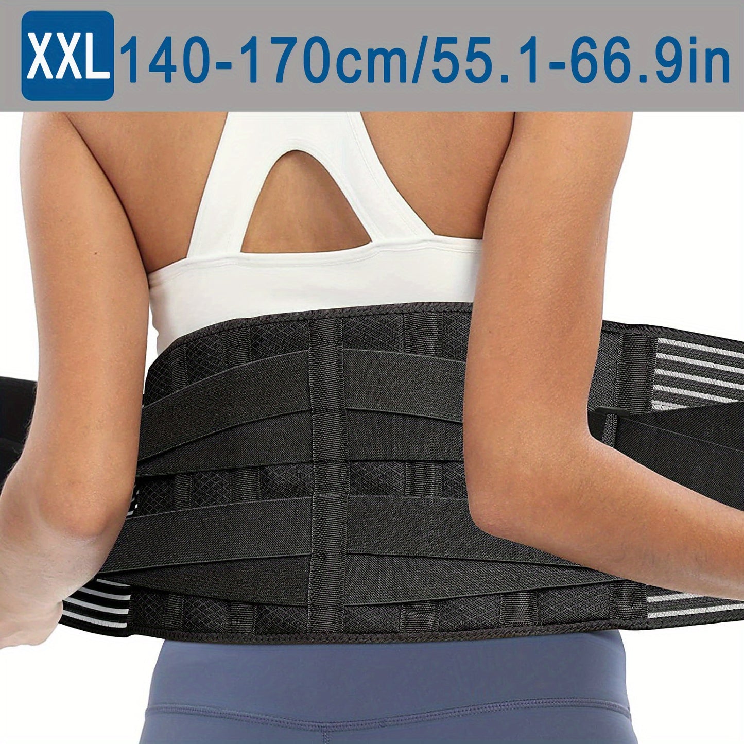 Adjustable Unisex Lumbar Support Belt, Breathable Waist Wrap for Gym, Yoga, Fitness, Exercise, Squat, Weightlifting - Hand Washable Buckle Closure Lower Back Brace