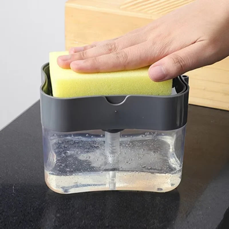 Dish Soap Dispenser for Kitchen,Liquid Soap Dispenser Kitchen Soap Dispenser with Sponge Holder,Sponge Caddy Soap Pump Dispenser