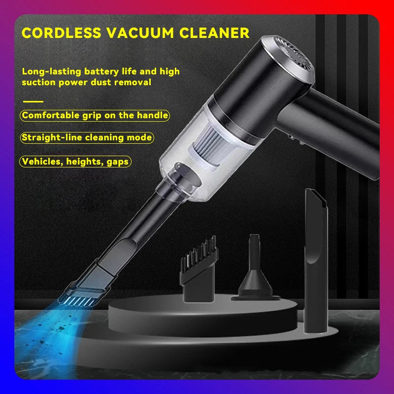 Mini Car Mounted Household Handheld Vacuum Cleaner Portable Strong Suction High Power Multi-Nozzles For Car, Home, Office, Pet