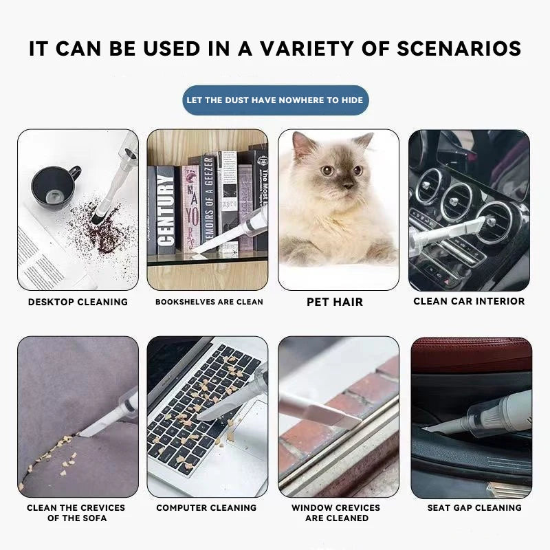 Mini Car Mounted Household Handheld Vacuum Cleaner Portable Strong Suction High Power Multi-Nozzles For Car, Home, Office, Pet