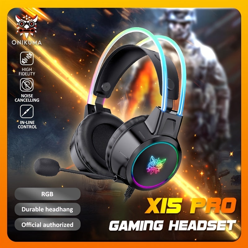 ONIKUMA Professional Wired Gaming Headset with RGB Lighting, Noise-Canceling Microphone, And Stereo Sound, Suitable for PC, PS4, Xbox, And PS5 Gaming.