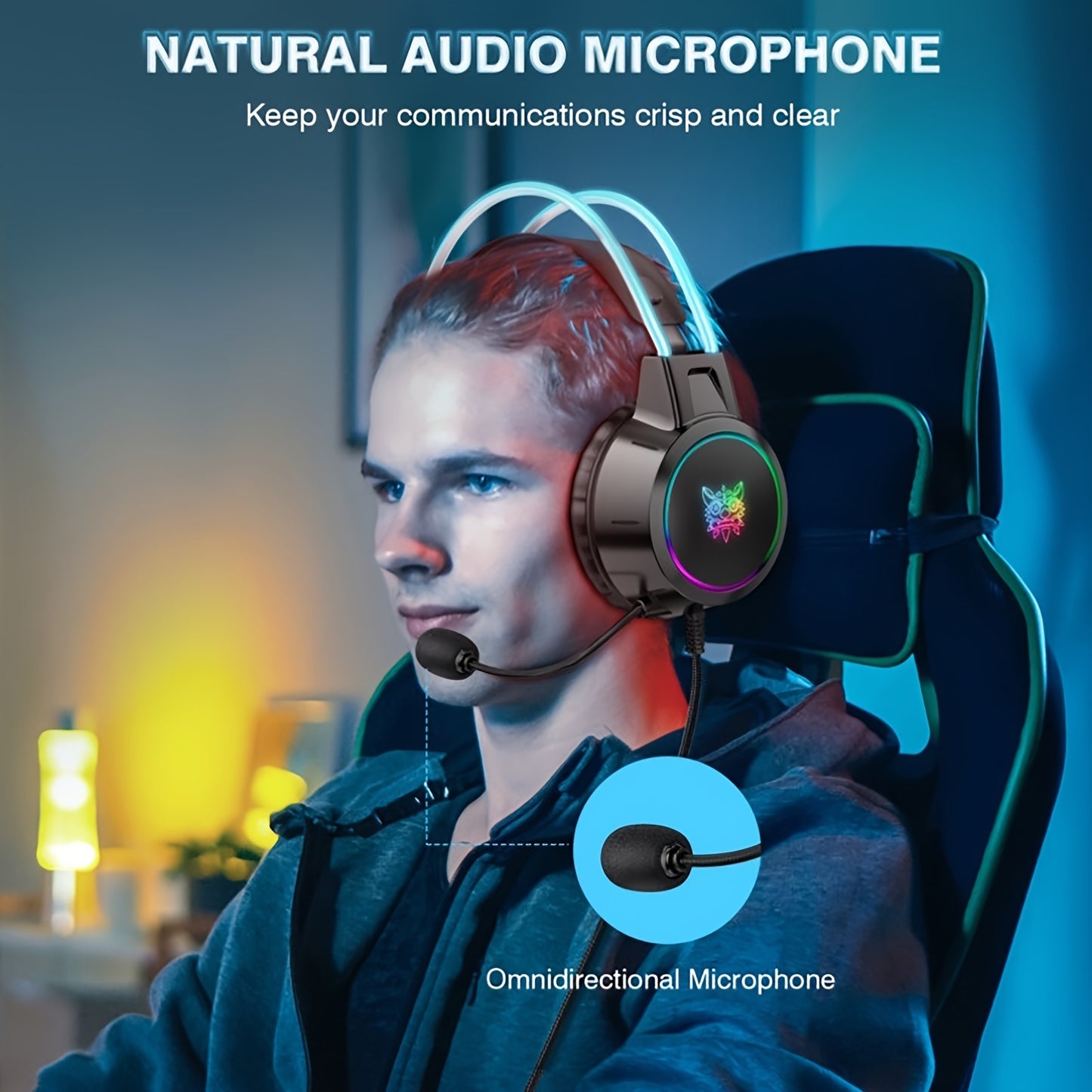ONIKUMA Professional Wired Gaming Headset with RGB Lighting, Noise-Canceling Microphone, And Stereo Sound, Suitable for PC, PS4, Xbox, And PS5 Gaming.