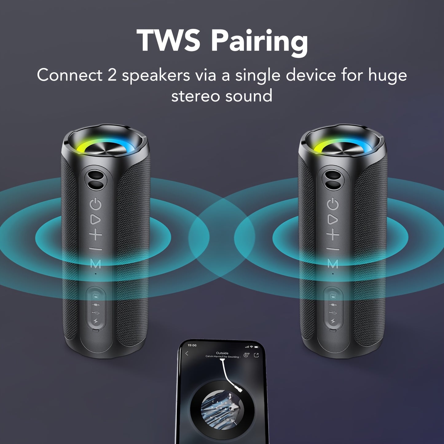 Wireless Speaker With HD Sound, Portable Wireless Speaker Up To 24H Playtime, TWS Pairing, BT5.3, For Home/Party/Outdoor/Beach, Electronic Gadgets, Birthday Gift (Black)