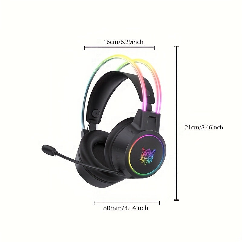 ONIKUMA Professional Wired Gaming Headset with RGB Lighting, Noise-Canceling Microphone, And Stereo Sound, Suitable for PC, PS4, Xbox, And PS5 Gaming.
