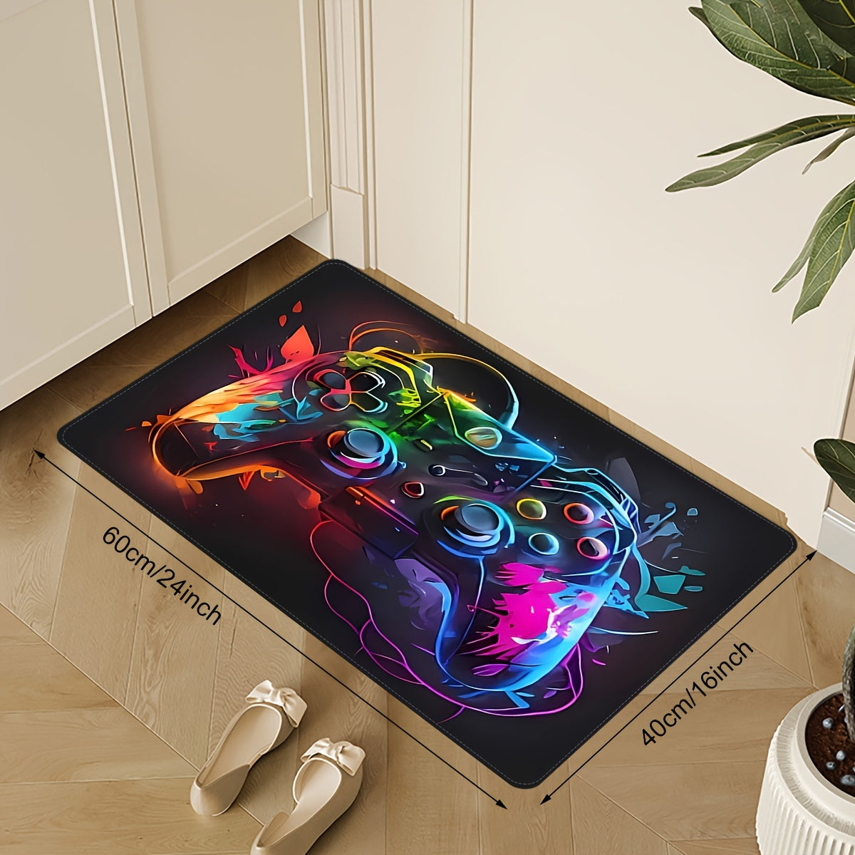 Versatile Gaming Controller Area Rug - Soft Flannel, Non-Slip & Stain Resistant for Bedroom, Game Room, Kitchen, Bathroom - Dry Clean Only